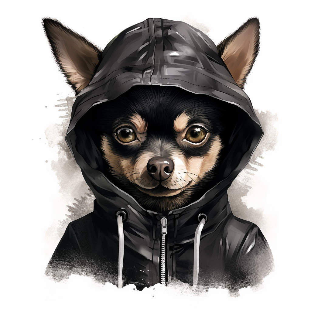 Stylish Chihuahua in black jacket