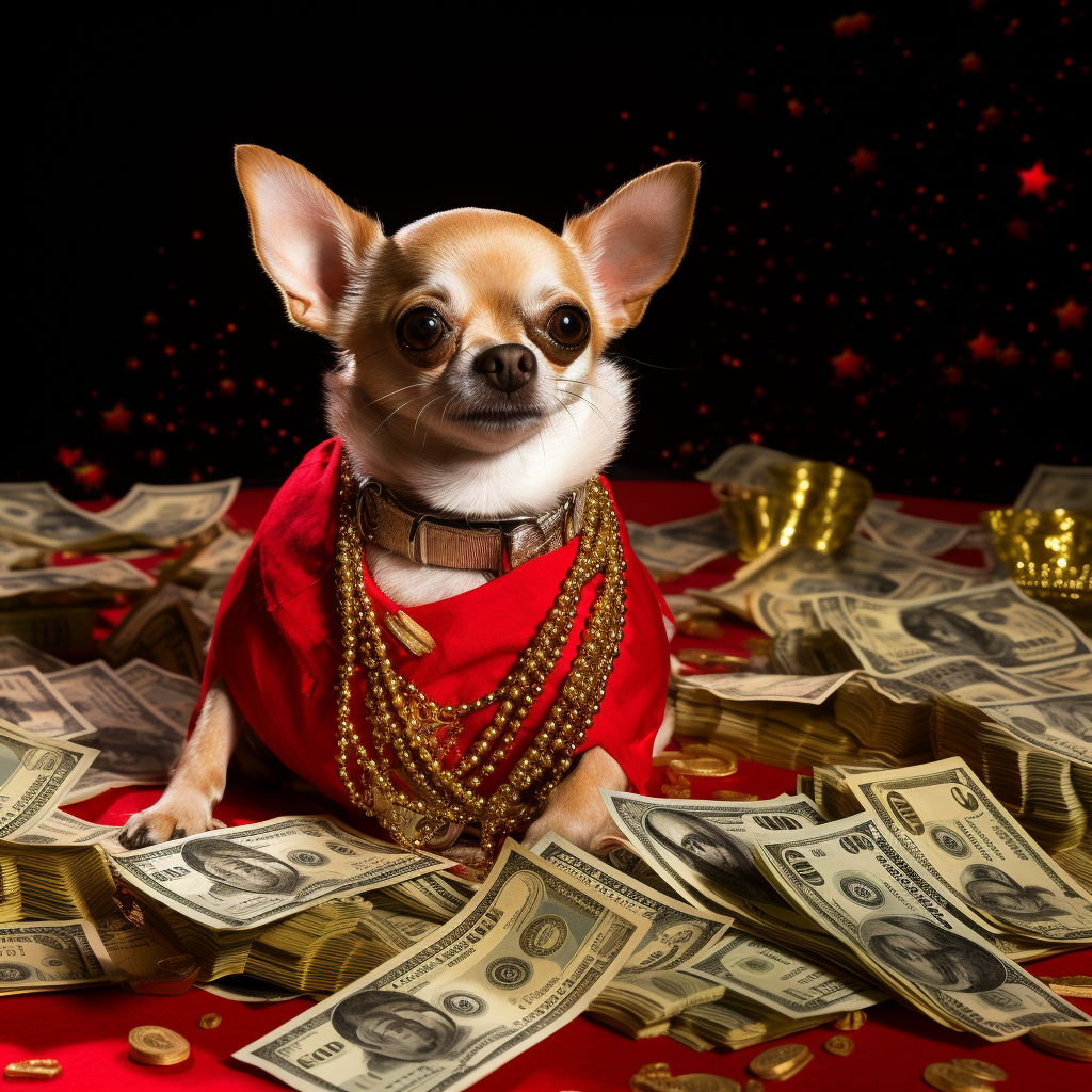 Chihuahua wearing Old Money Outfit on Red Carpet