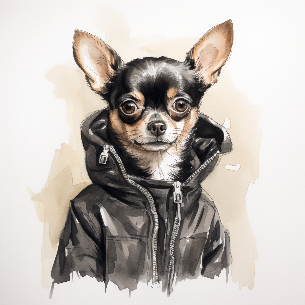 Sketch of Chihuahua in Zara Padded Jacket