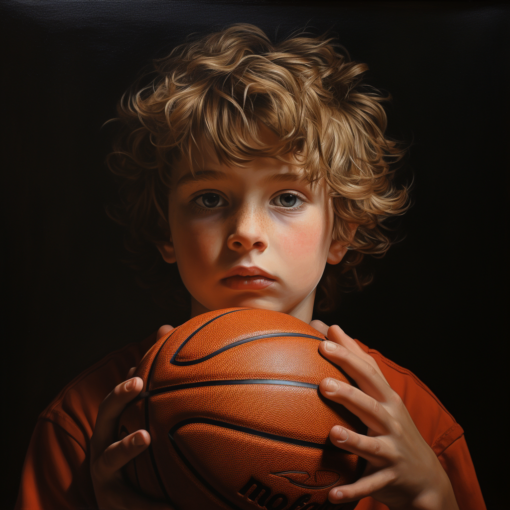 Child playing basketball with a realistic look