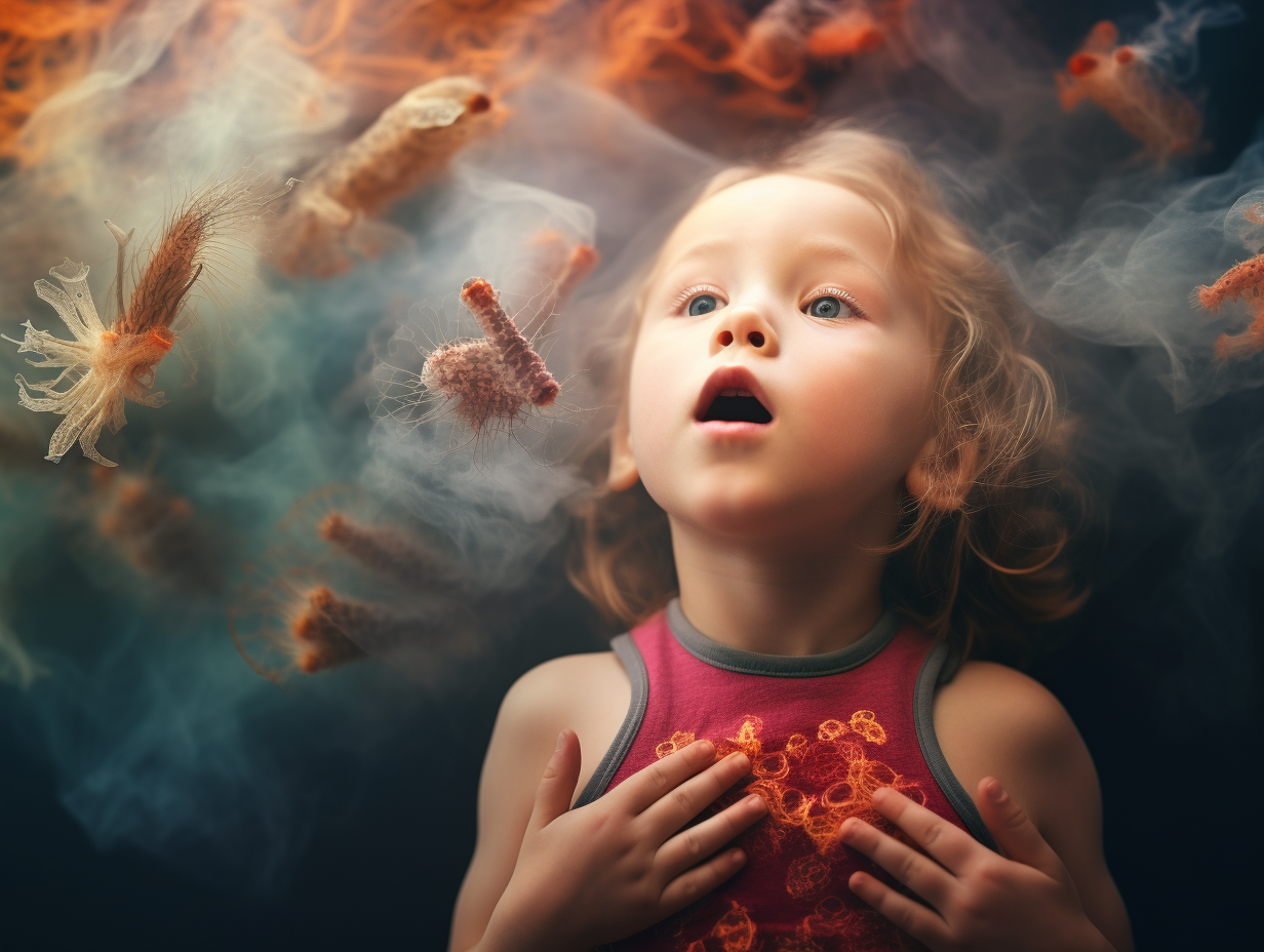 Child inhaling allergens and viruses