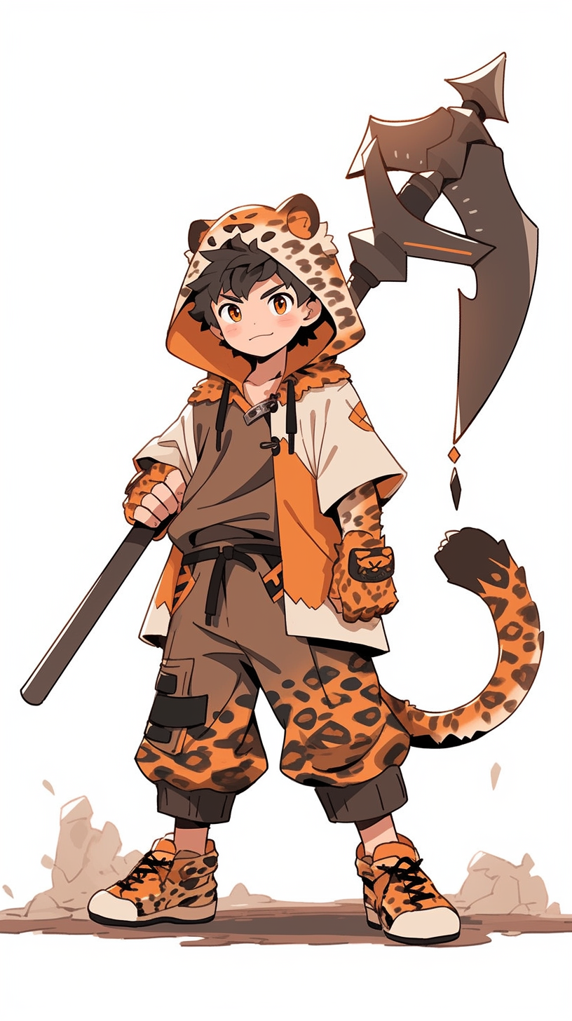 Child with Huge Hammer and Leopard Tail