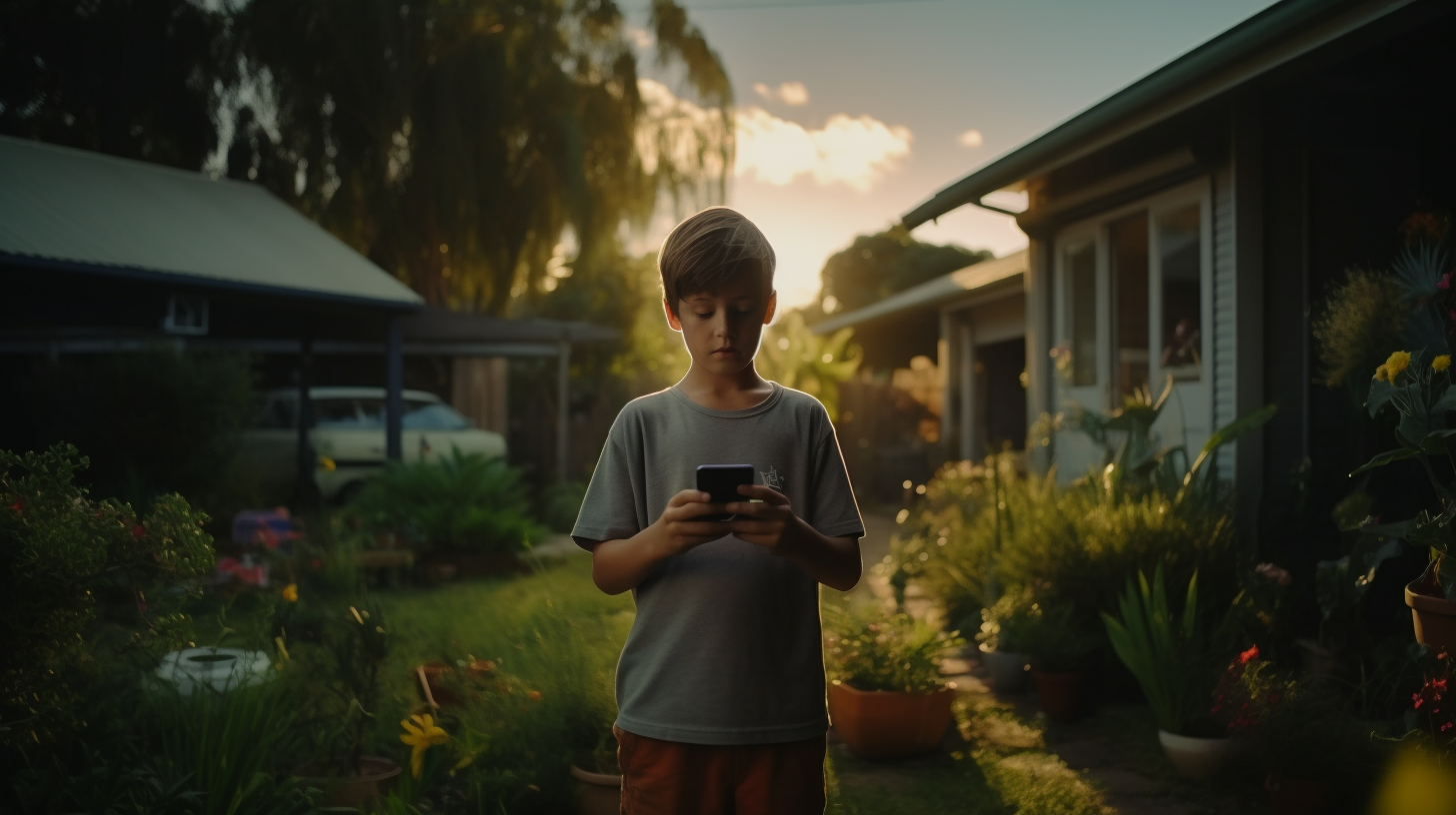 Child directing movie using phone