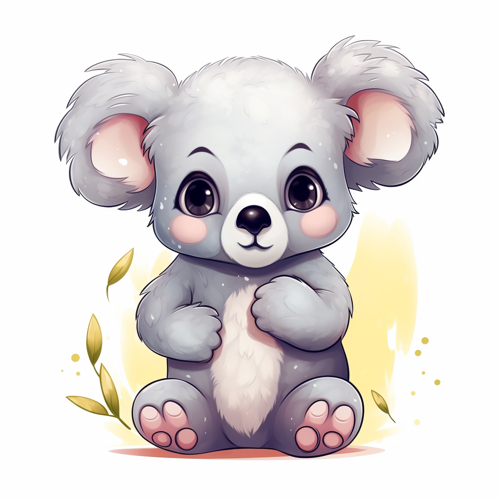 Adorable child koala standing on white background