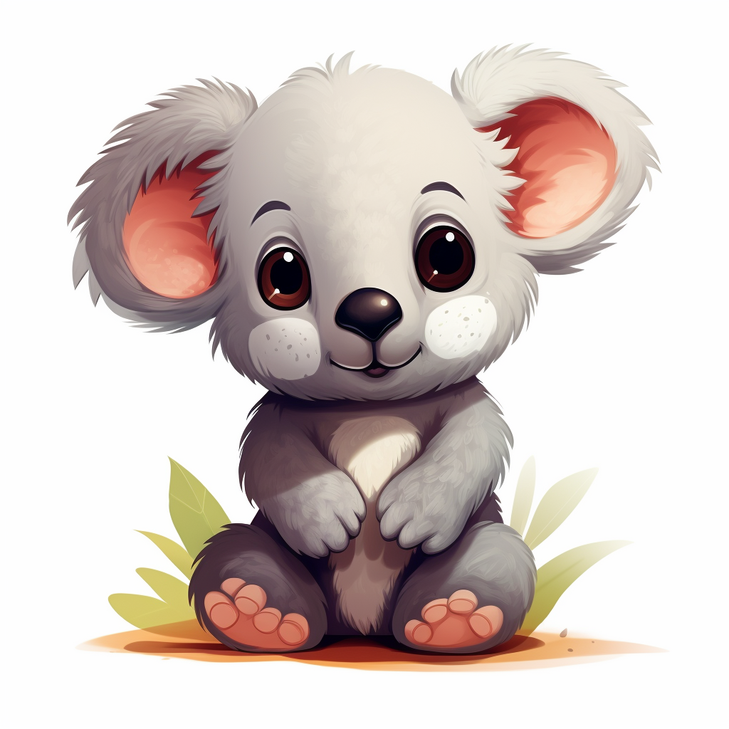 Adorable child koala standing in vibrant colors