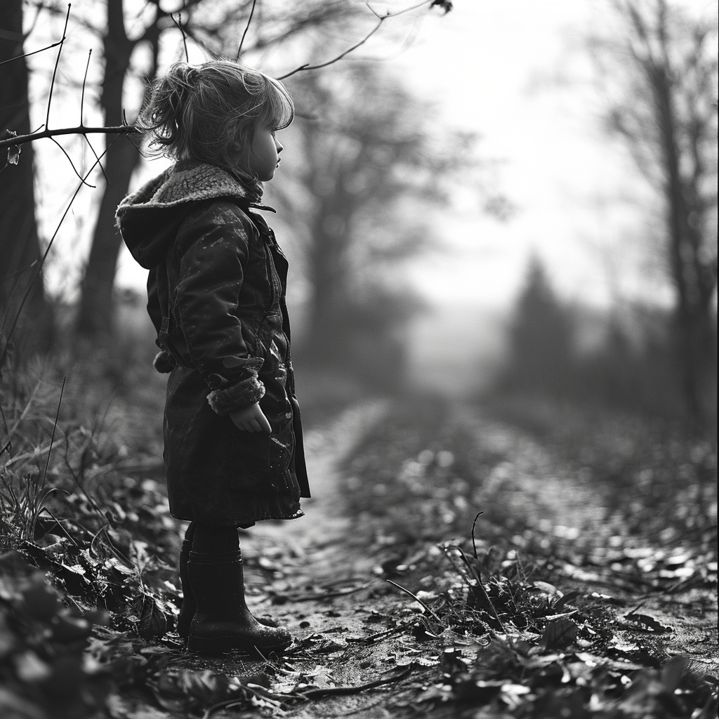 Beautiful Child Portrait in Countryside's Windy Weather