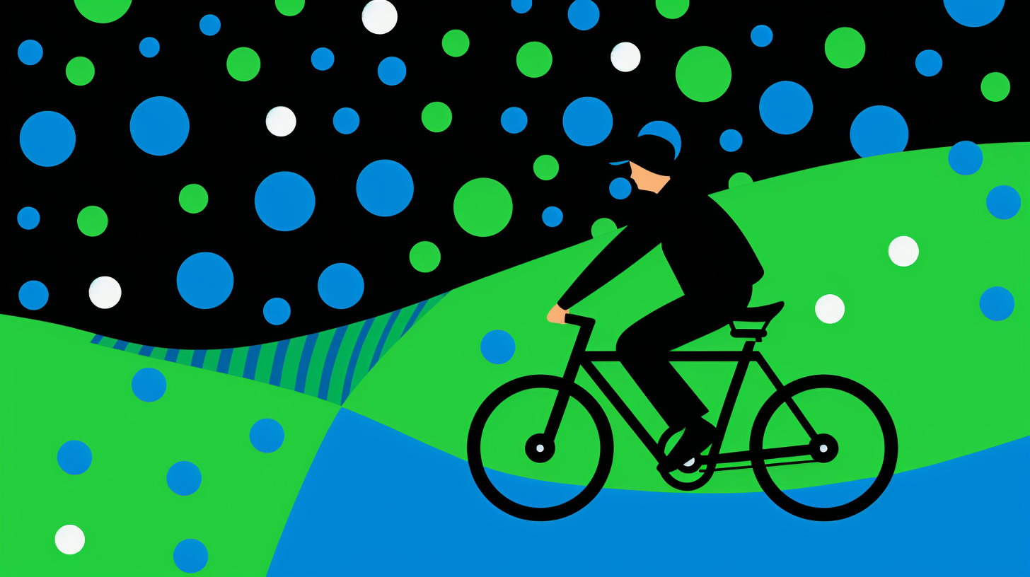 Minimalist illustration of a child riding a bicycle