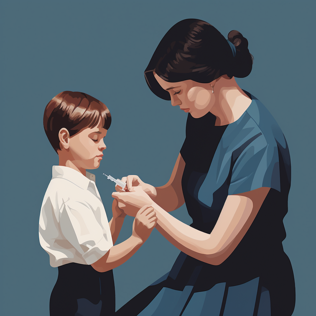 Child receiving vaccination from healthcare professional