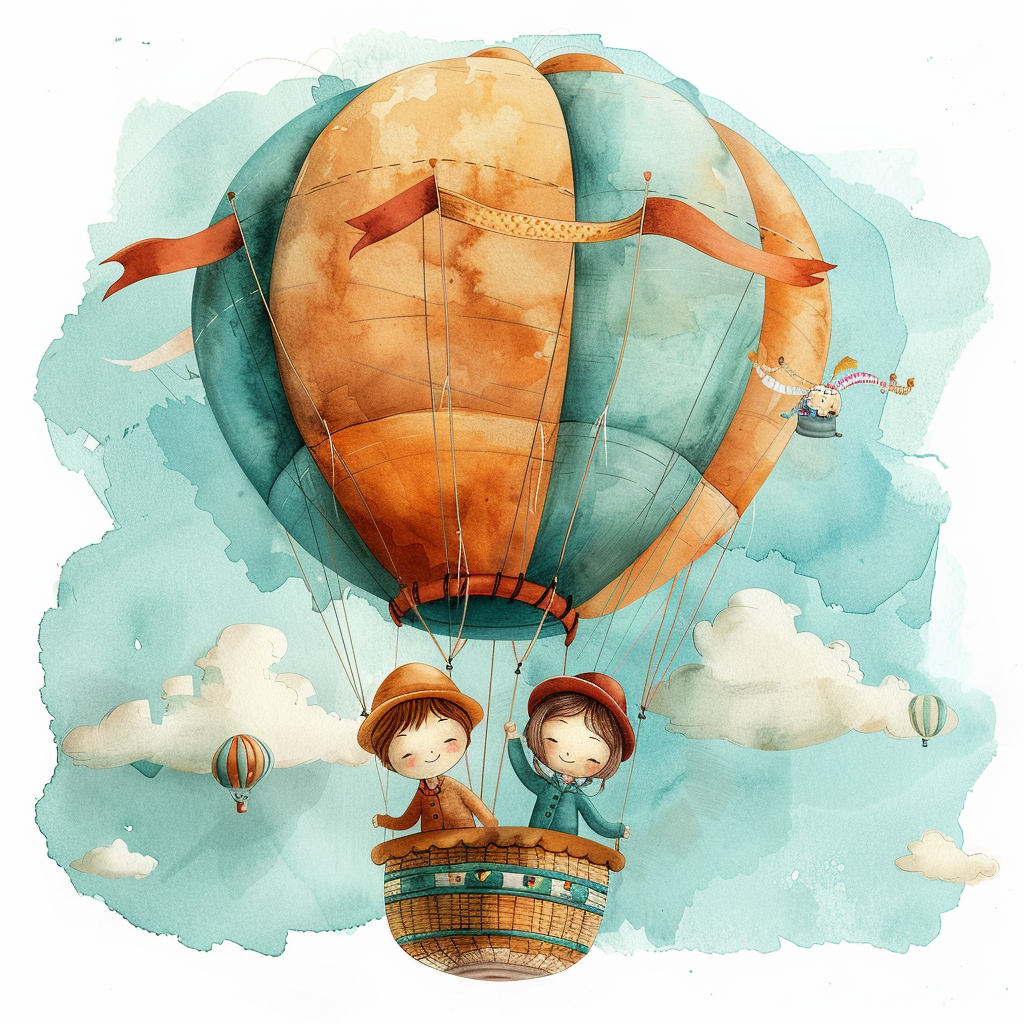 Child's hot air balloon drawing