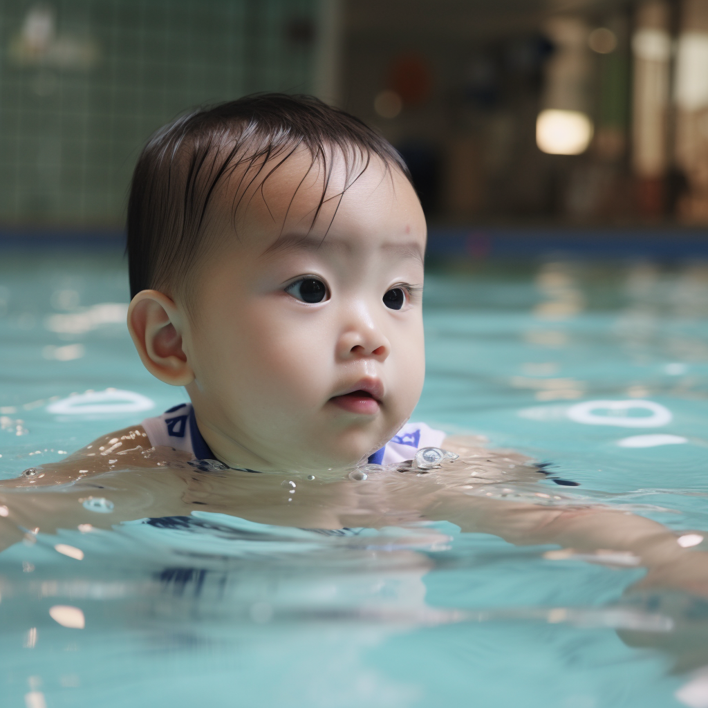 Young boy swimming the crawl