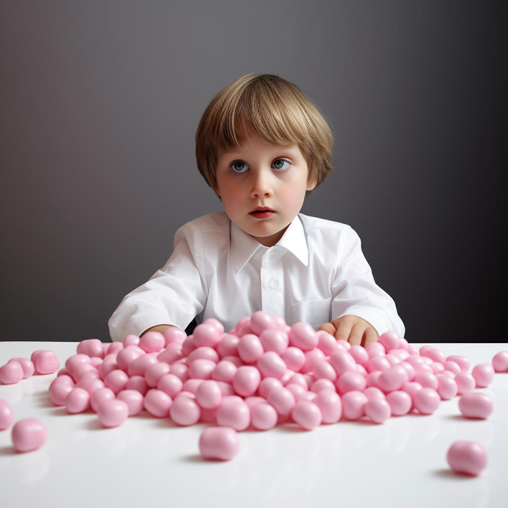 Child at Table with Marshmallow