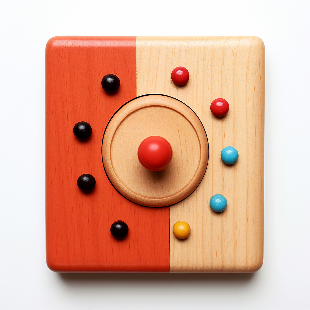 Colorful wooden game button with drill