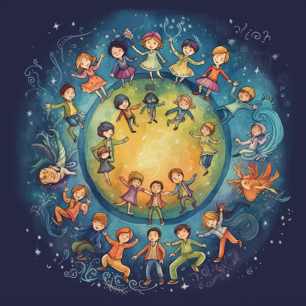 Children Dancing Circle Artwork