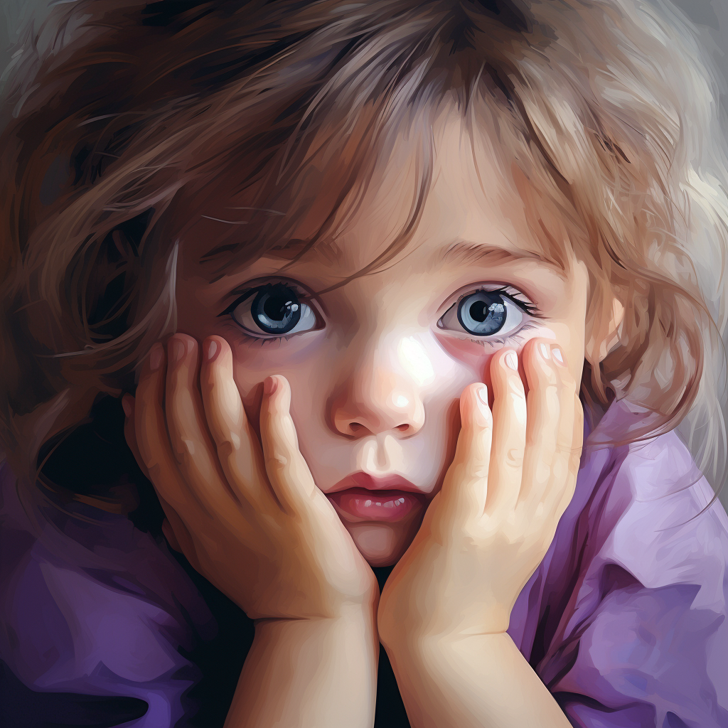 Innocent child with big eyes painting