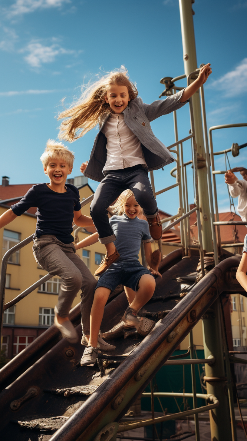 Children playing game on playground