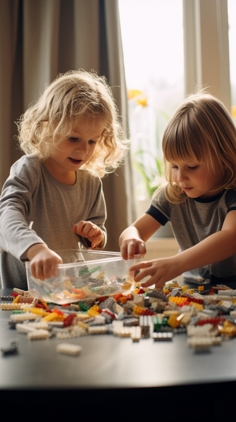 Kids having fun with LEGO bricks