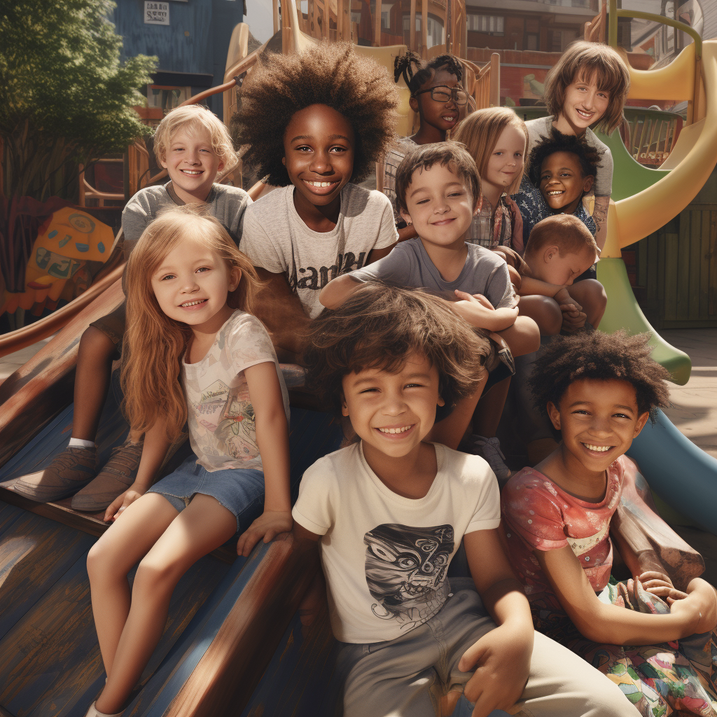 Kids having fun at the playground