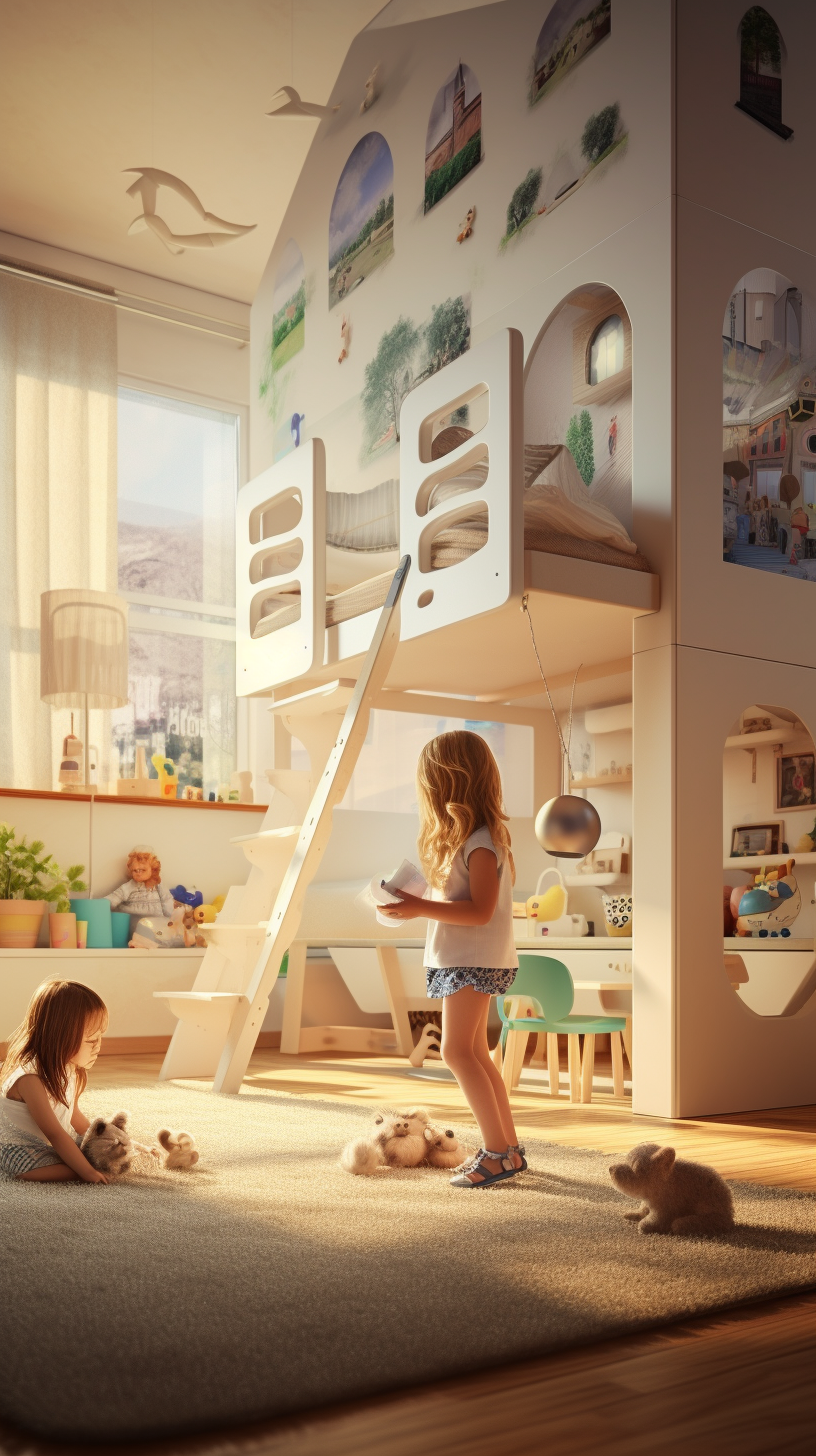 Kids playing in luxurious children room