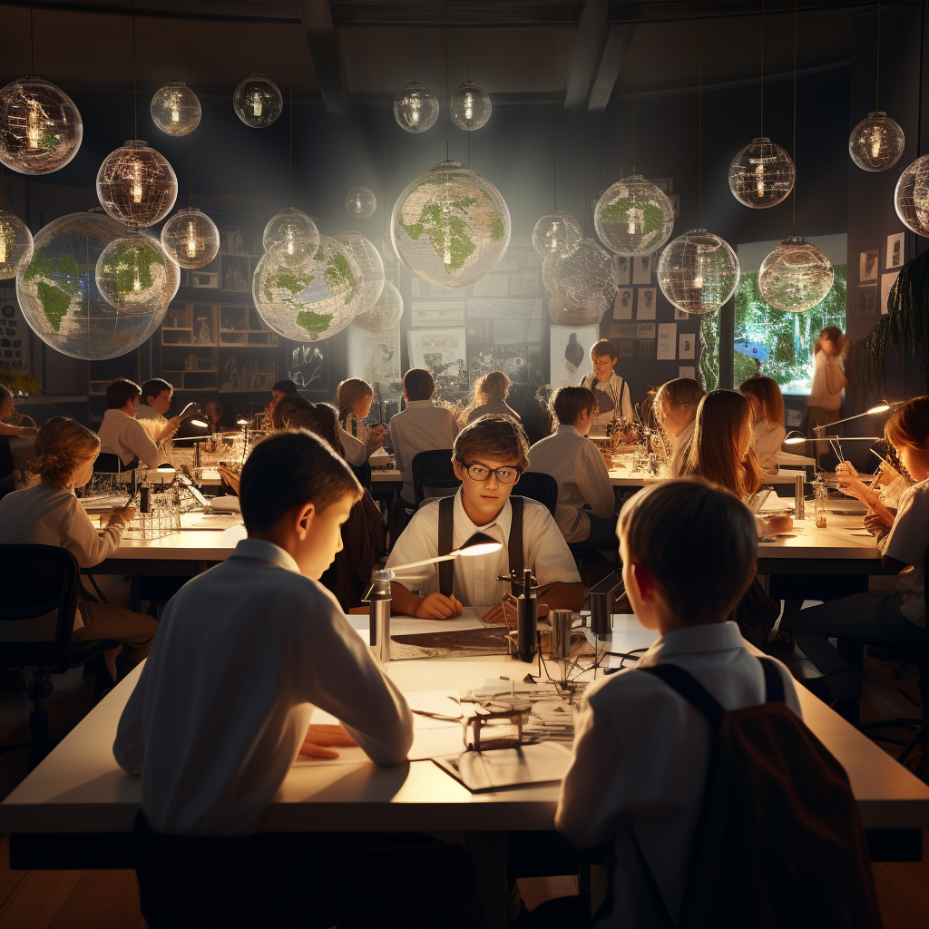 Children working on computers in a school classroom