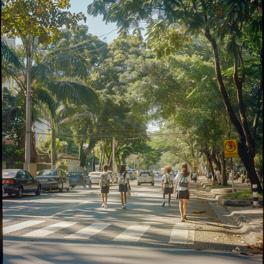 Children Brazil Traffic Education Crossing