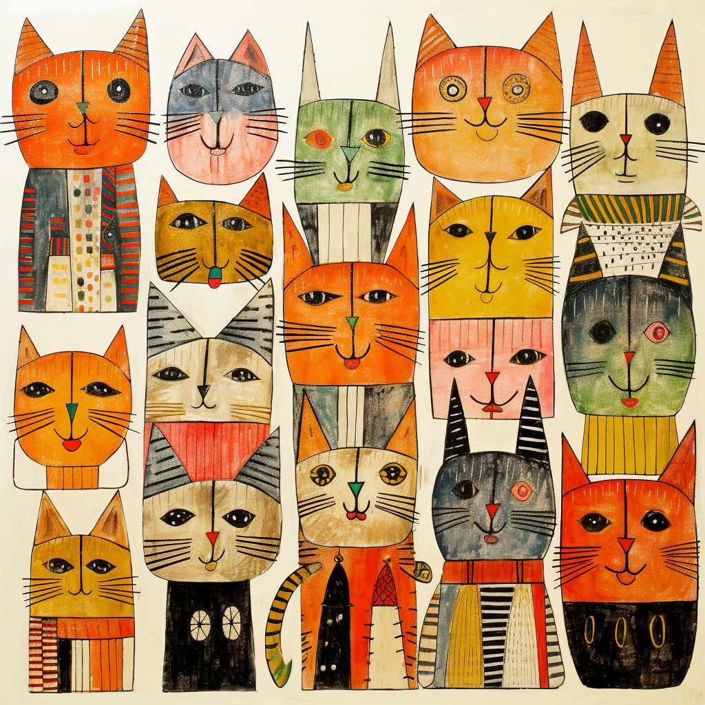 Charming Illustration of Children and Cats