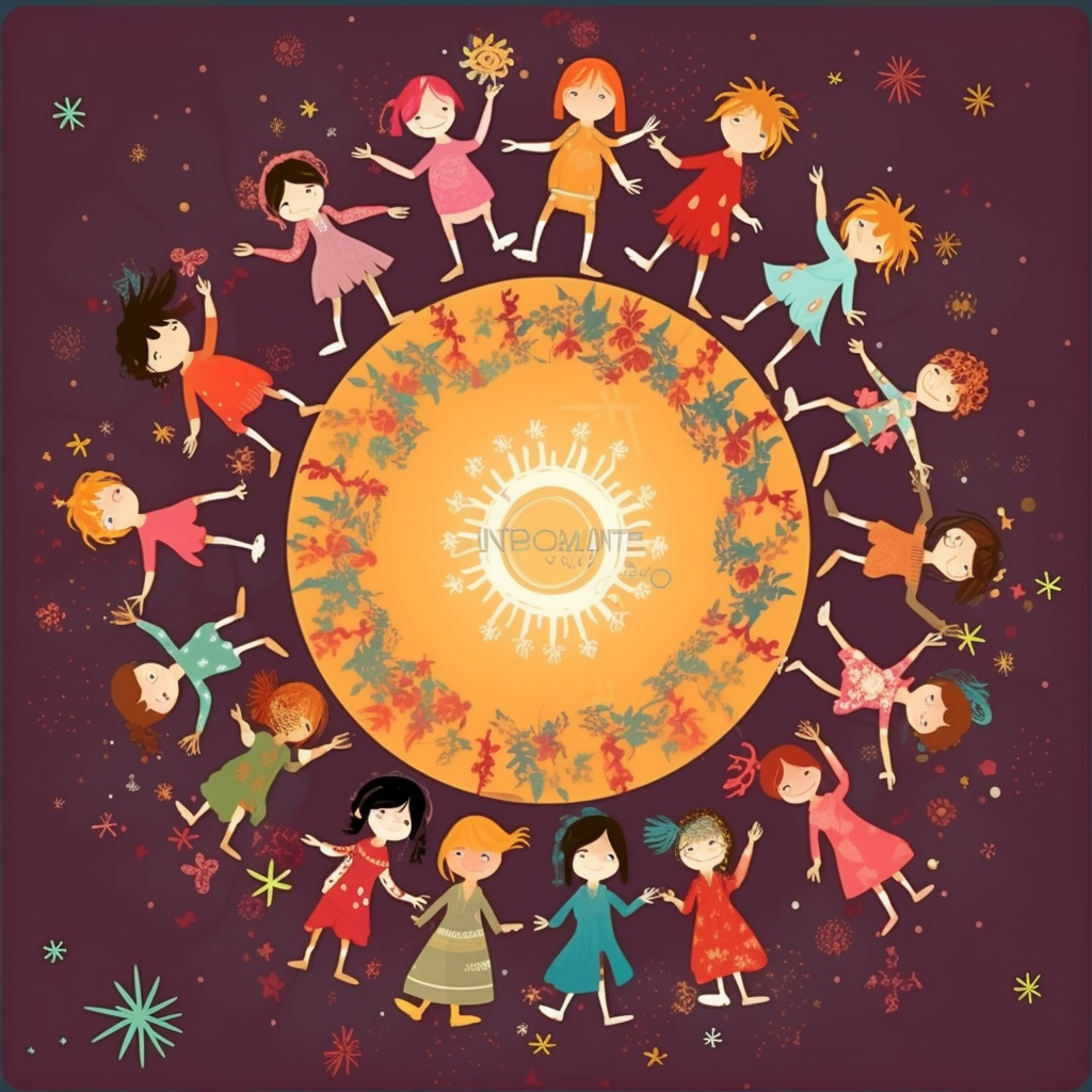 Children Dancing Circle Illustration