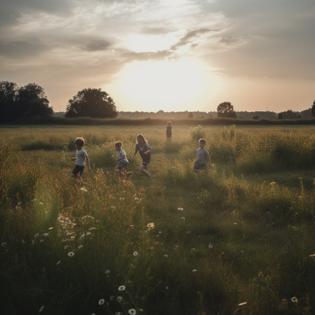 Children playing in a field