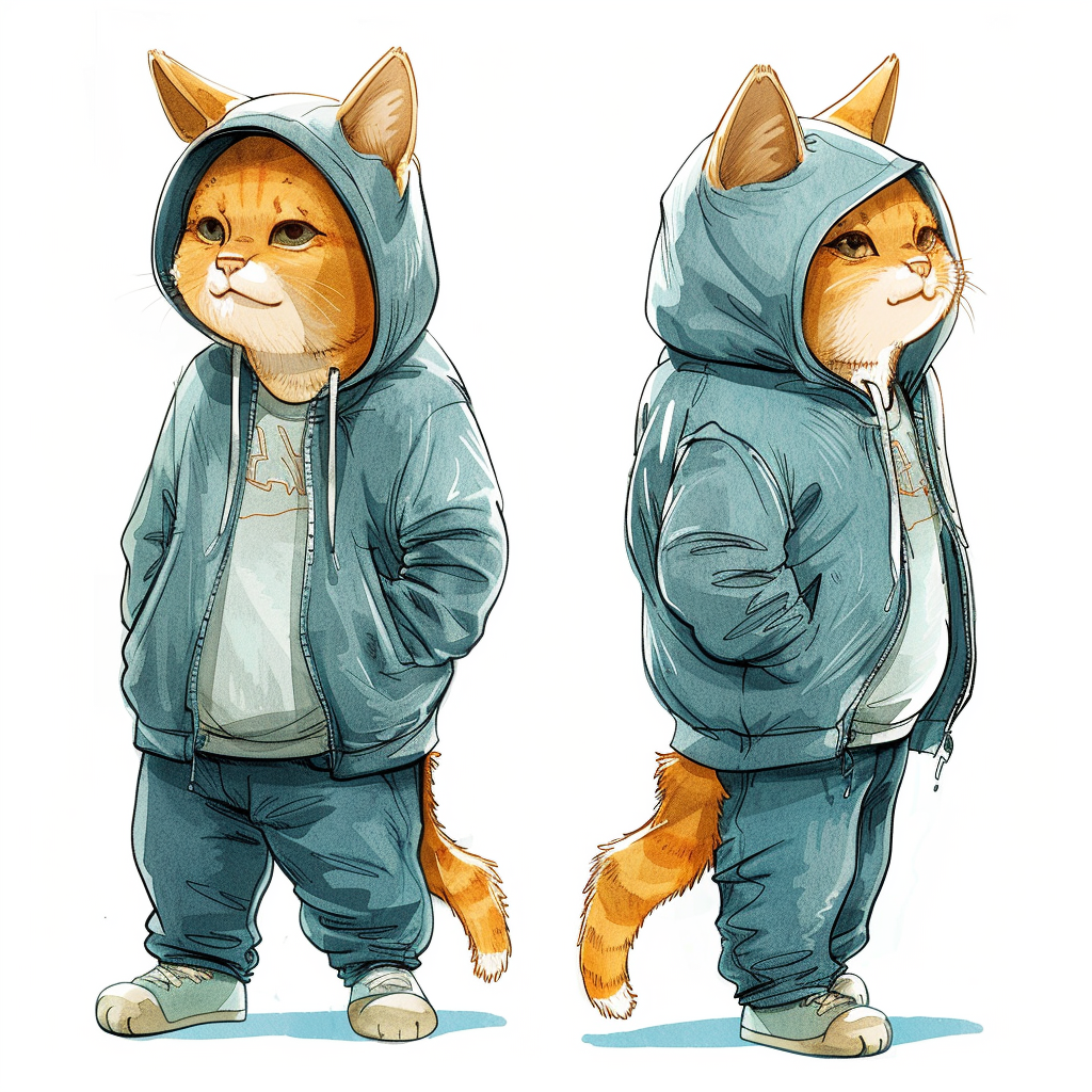 Cute cat wearing hoodie design