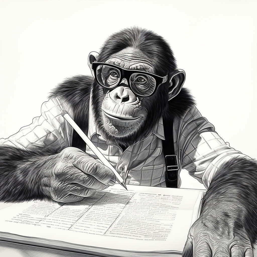 Intelligent chimp solving crossword puzzle