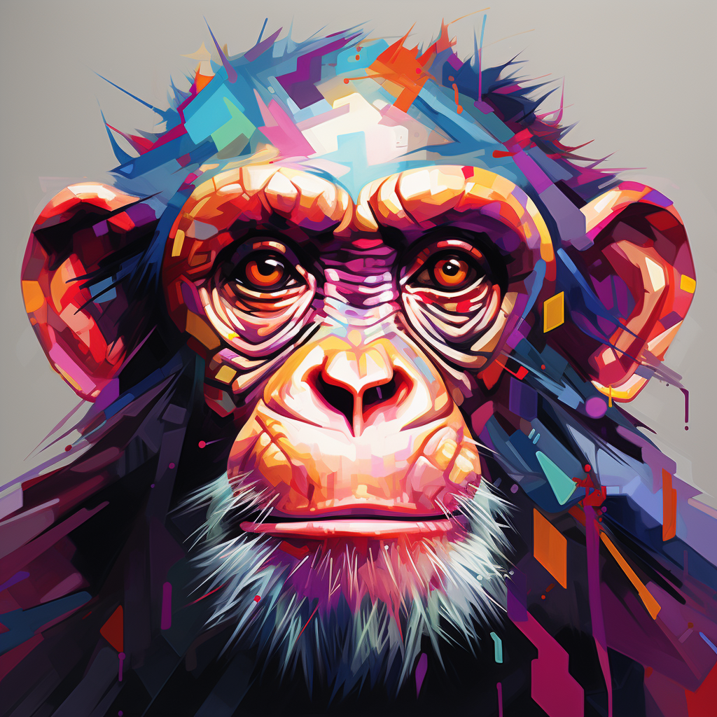 Bold and colorful chimpanzee portrait