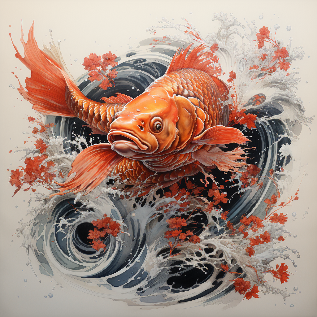 Beautiful Chinese Carp Sketch