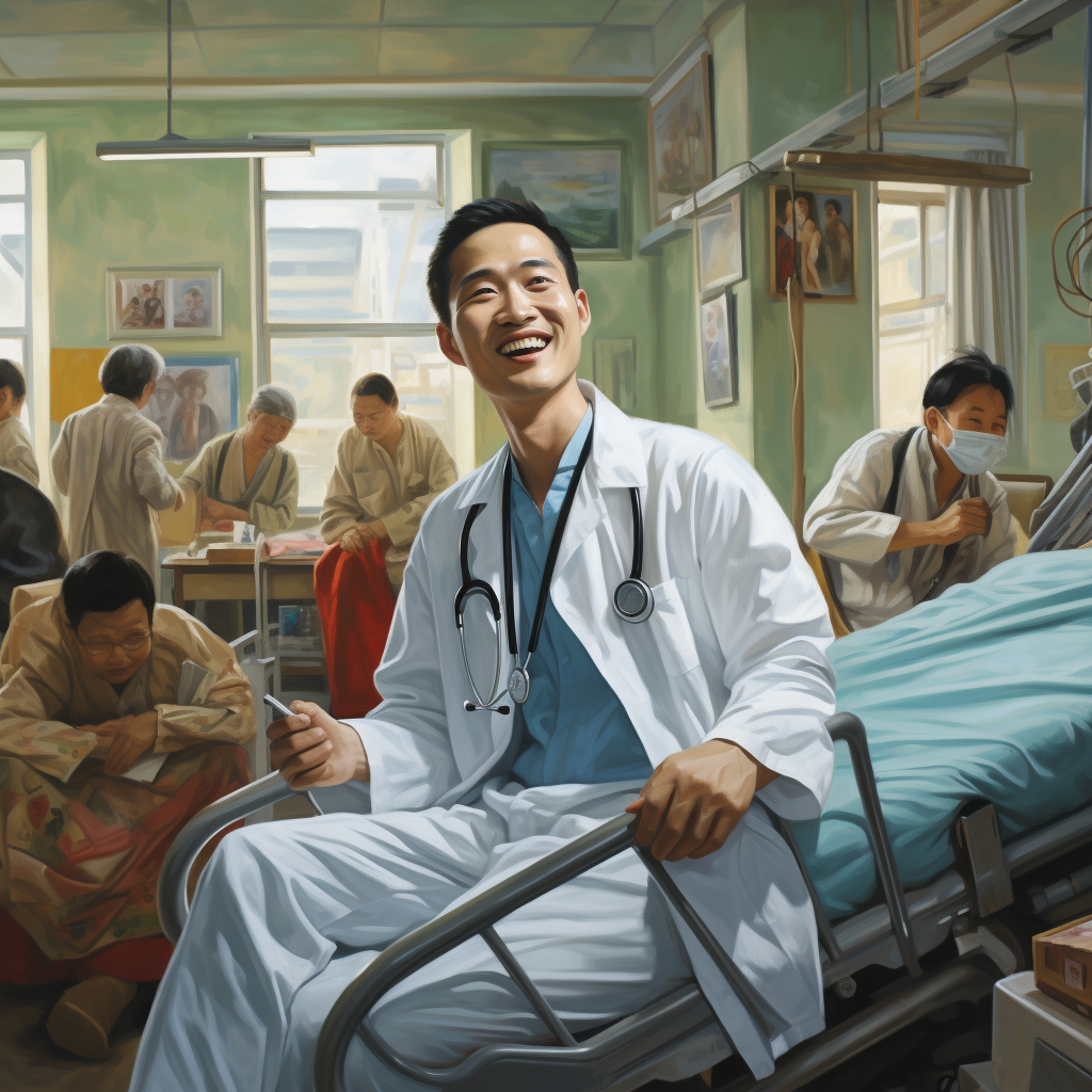 Chinese doctor in hospital smiling