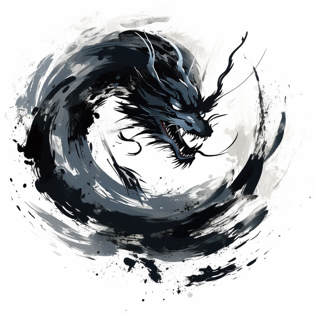 Chinese Dragon Calligraphy Brush Strokes