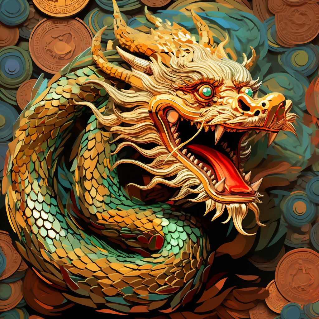 Chinese Dragon Gold Silver Pixel-Art