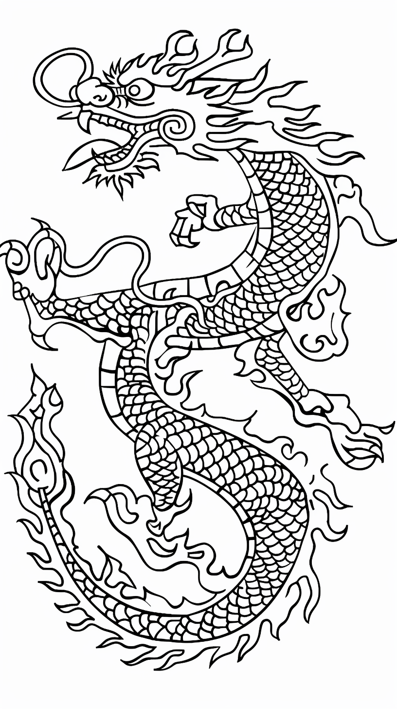 Chinese Dragon Outline New Year