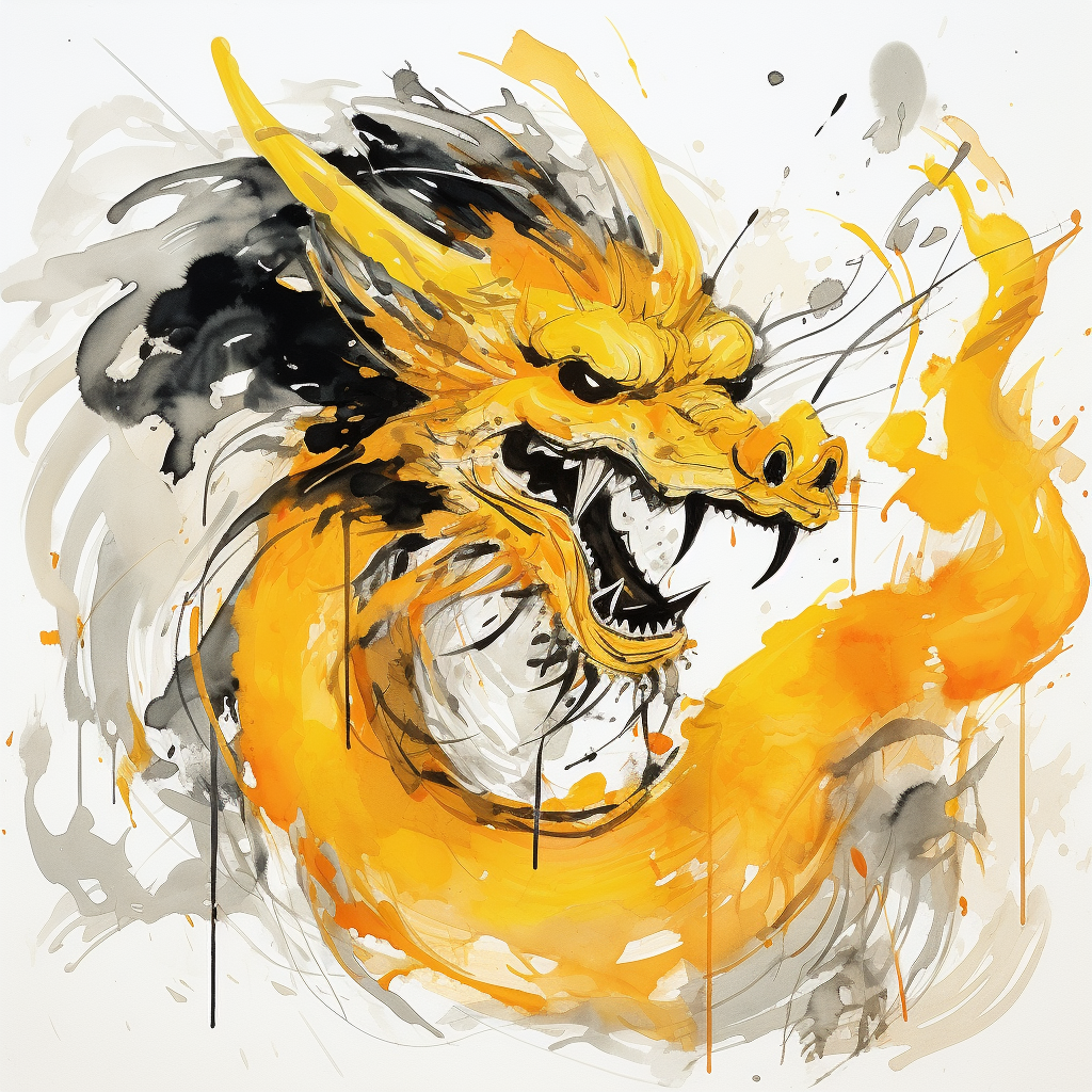 Chinese dragon ink concept abstract art