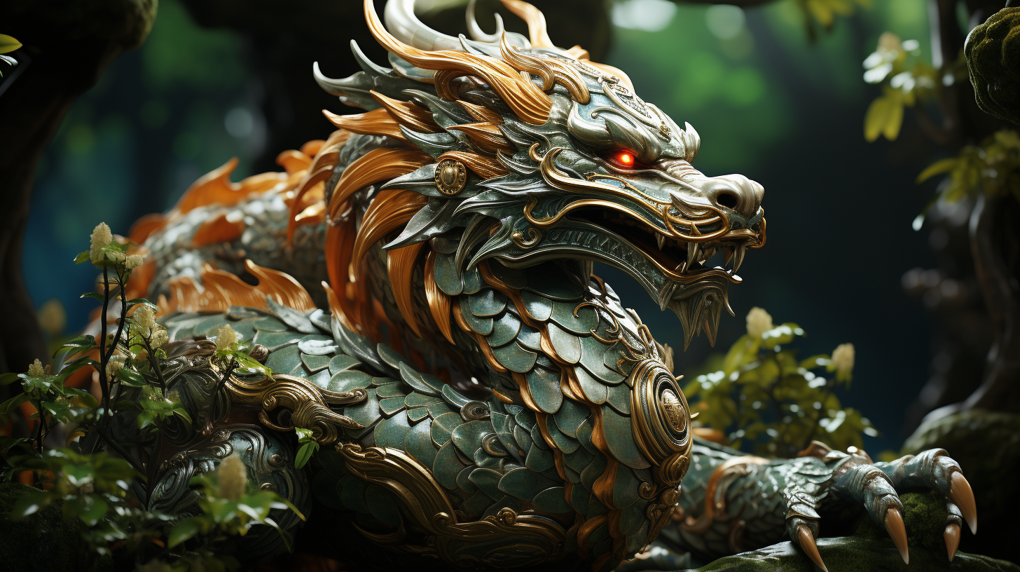 Sleeping Chinese Dragon on Tall Tree | Fantasy