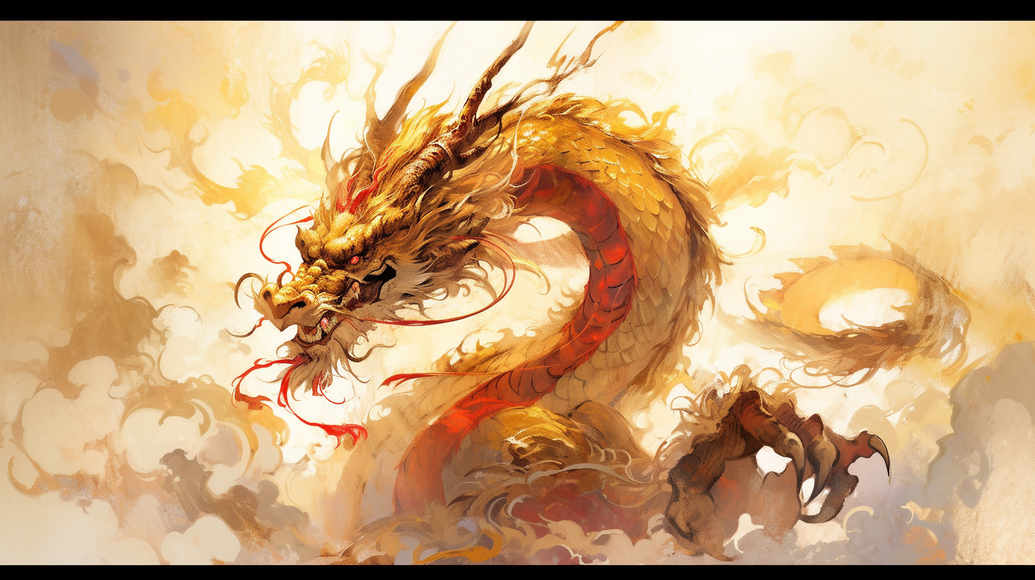 Colorful Chinese Dragon Paint Splatter