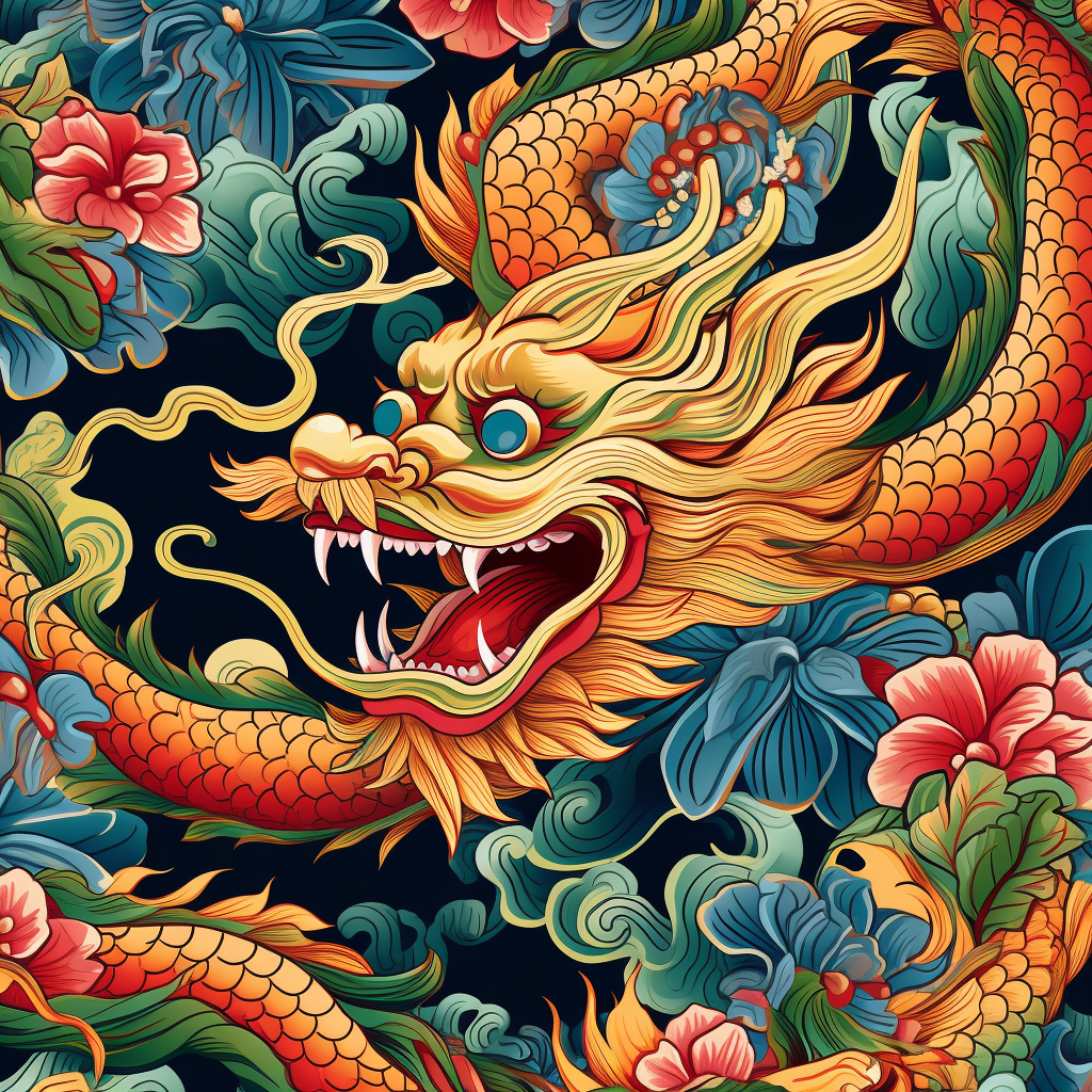 Chinese dragon textile pattern