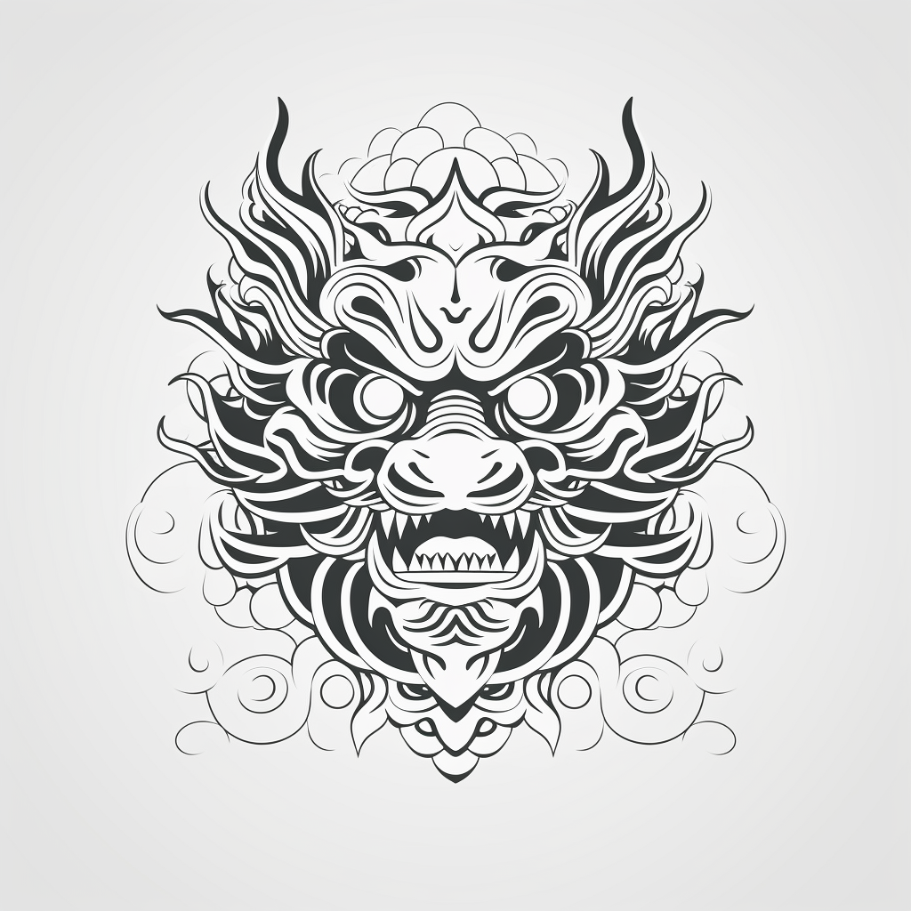 Chinese Dragon Infographic Pictogram in Black and White