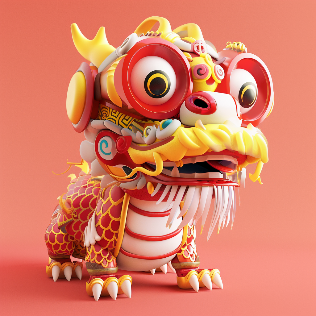 Chinese dragon wearing VR goggles