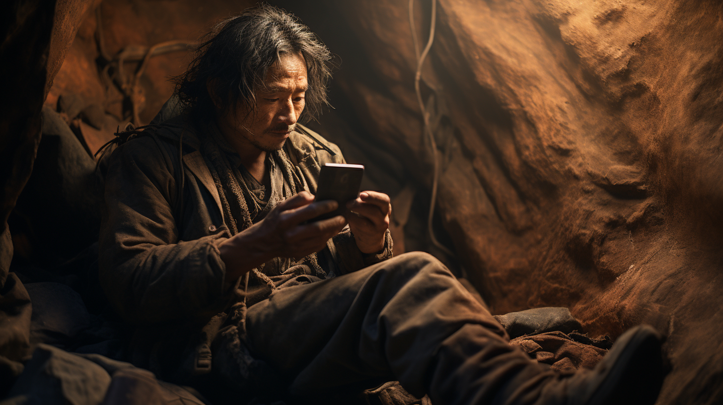 Chinese explorer showcasing cell phone screen