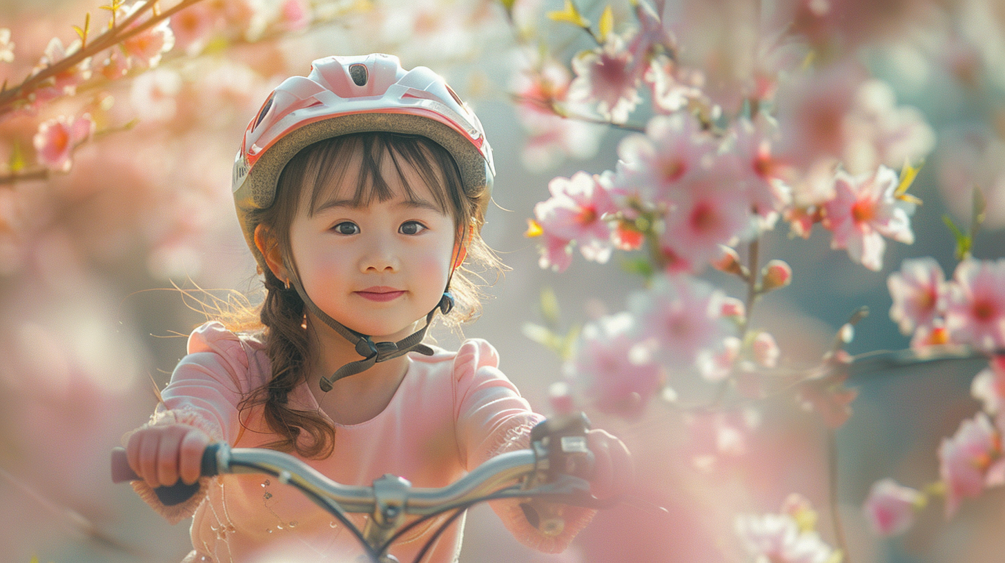 4-year-old Chinese girl riding bicycle