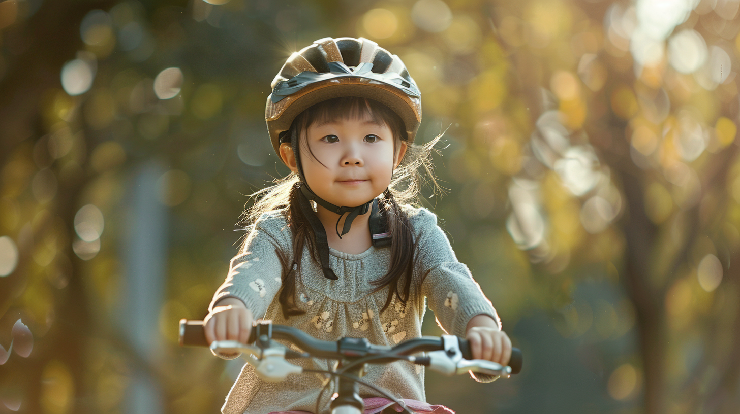 4-year-old Chinese girl bicycle ride