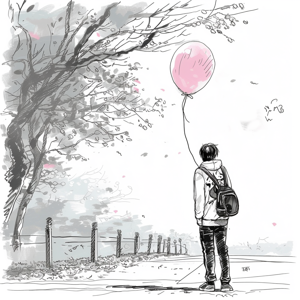 Chinese girl uncle playing with pink balloon