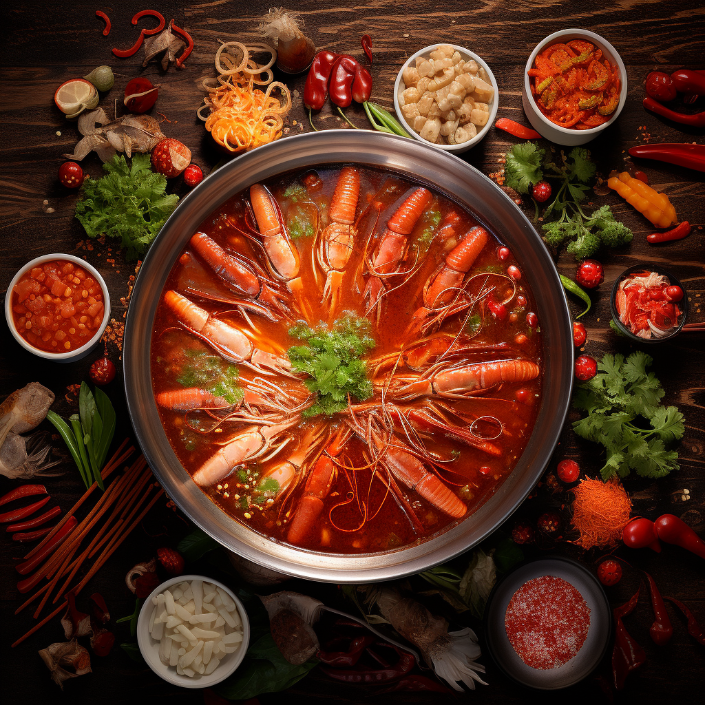 Chinese hotpot with Shanghai Yangzhou Yeosu spicy soup