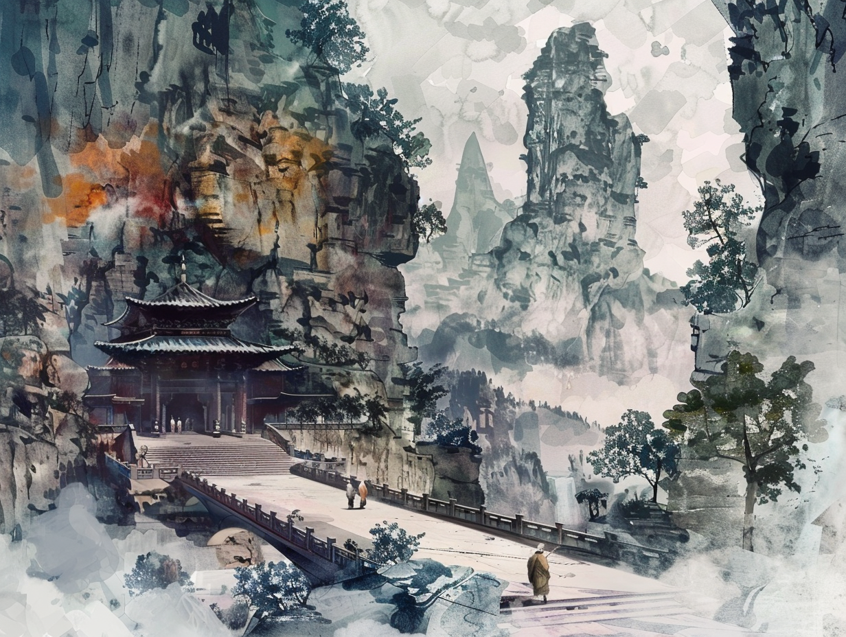 Monks in Ancient Chinese Landscape Painting