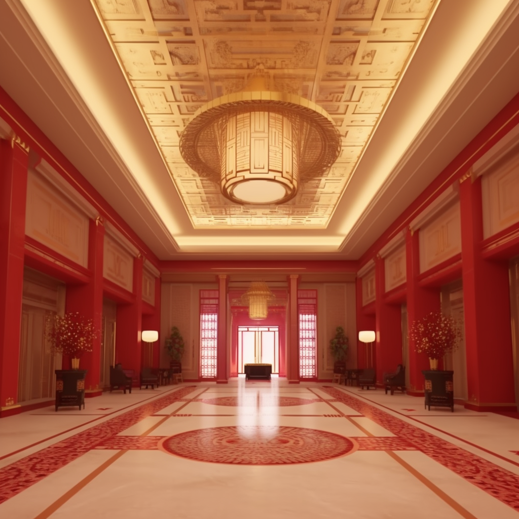 Luxurious Chinese Lunar New Year Lobby Background