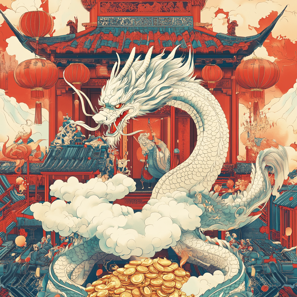 Mythical Chinese Naga Dragon Serpent Illustration