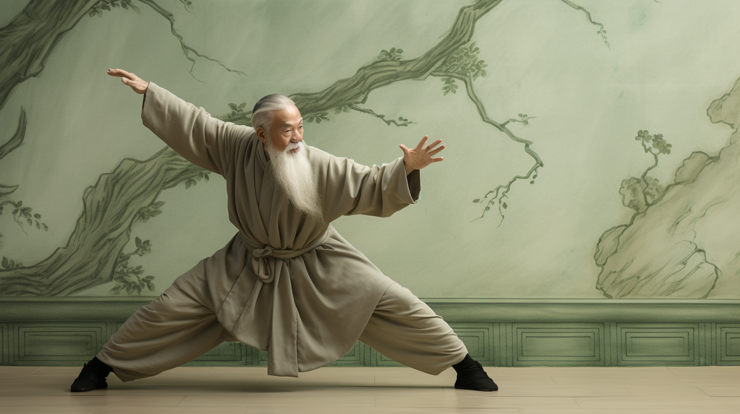 Elderly man practicing Tai Chi